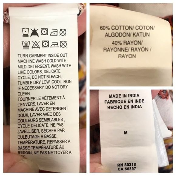 Lucky Brand M button sleeve top medallion print white red - Picture 8 of 8